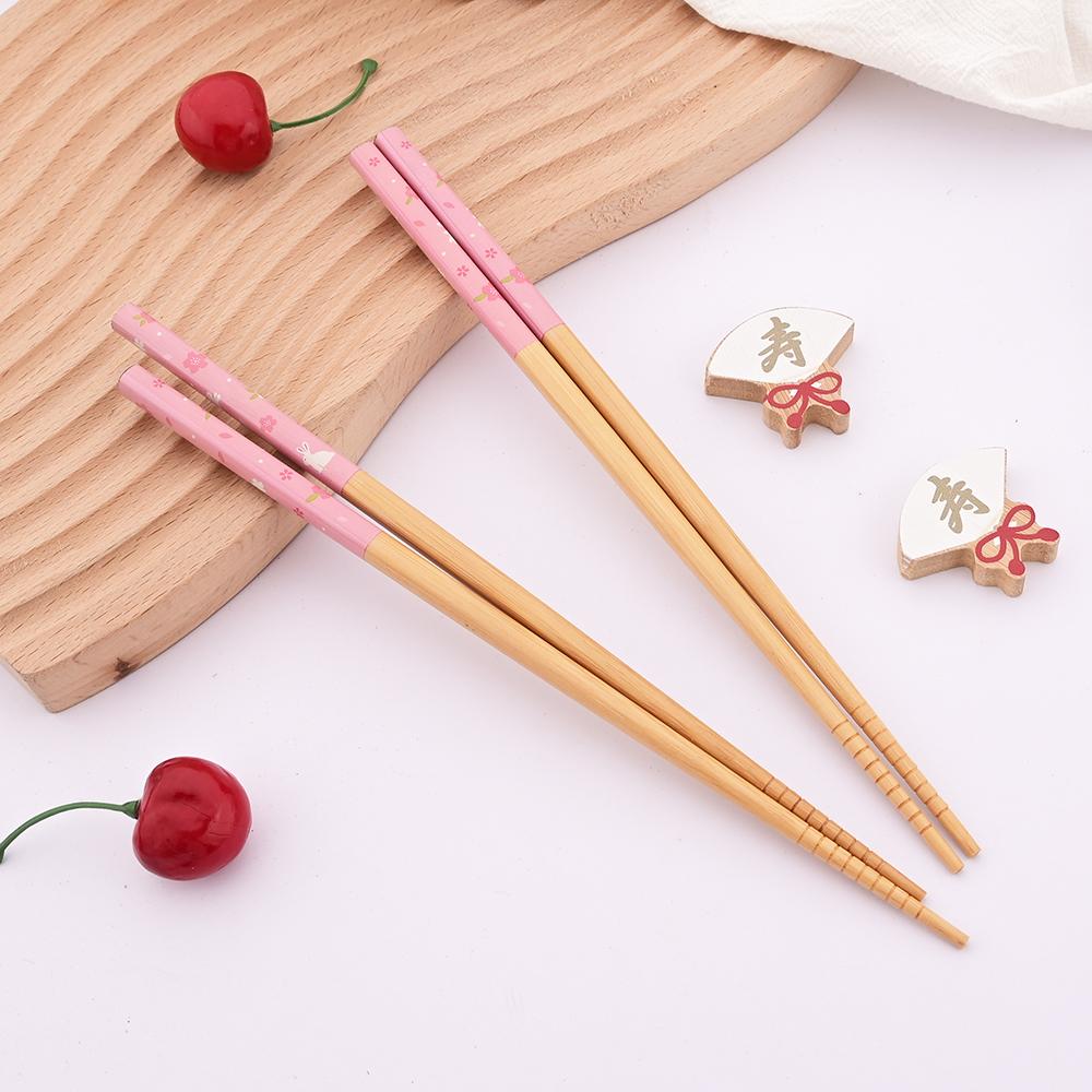 5 Pairs Bamboo Wooden Chopsticks Chinese Food Tableware Japanese Sushi Sticks Washable Dishes Kitchen Accessories Set
