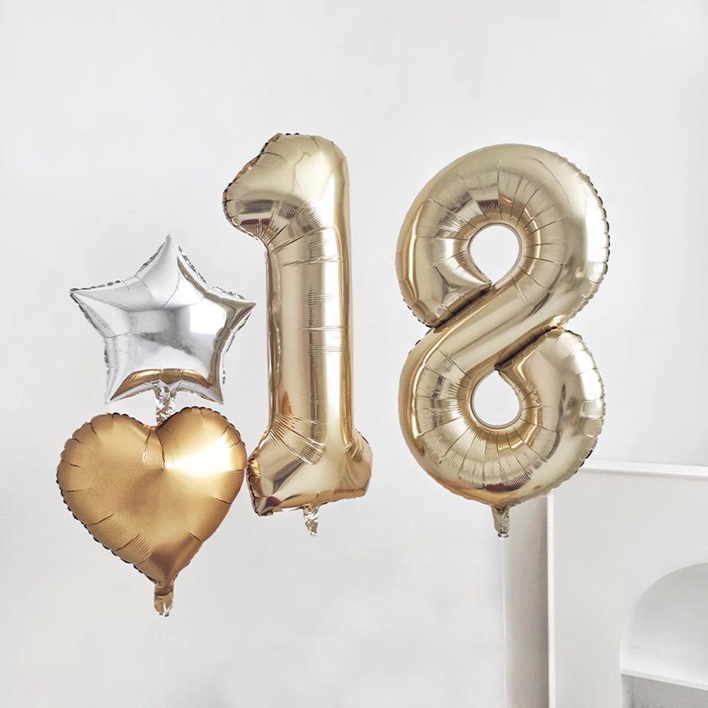 40 Inch Platinum 0-9 Aluminum Foil Balloons Birthday Wedding Anniversary Party Decorations Foil Balloons Baby Shower Decorations