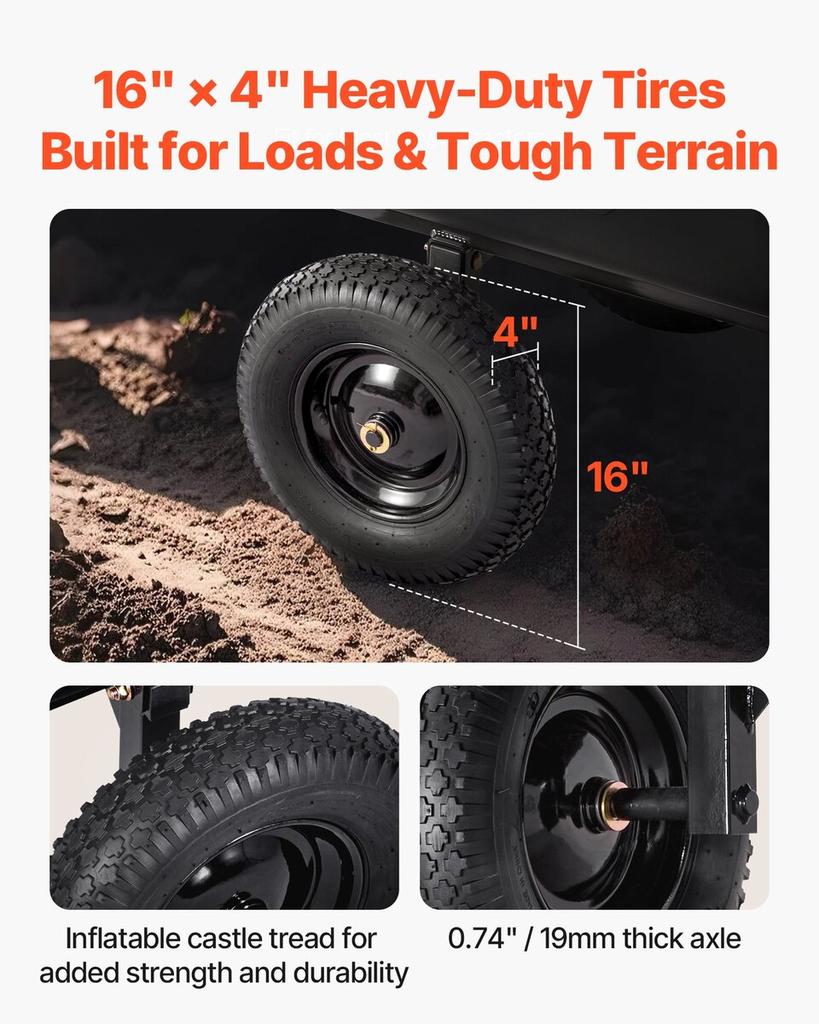 Dump Trailer 500 lbs 10 Cu. Ft Tow Behind Plastic Garden ATV Trailer Cart