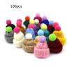 100 Pcs Handmade Mini Finger Hat Pom Pom Hat Brooch Earrings Making Christmas Knit Hat Christmas Tree Ornaments Crafts