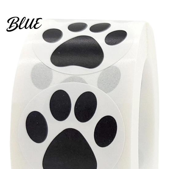 Cute Paw Print Roll 2 Rolls Colorful Dog Stickers Self-adhesive DIY Self Adhesive Labels Craft Labels Decorative Round Decals for Scrapbooking