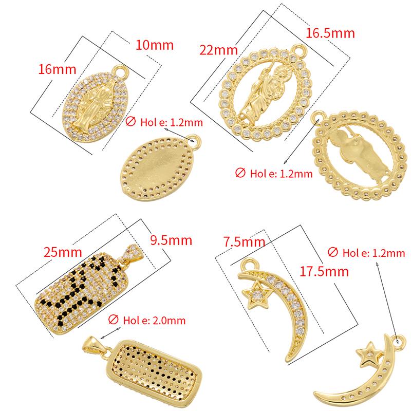 ZHUKOU 9 Styles Cubic Zirconia Charms for Jewelry Making Cute Bear Jewelry Pendants Heart DIY Charms Jewelry Accessories VD1431