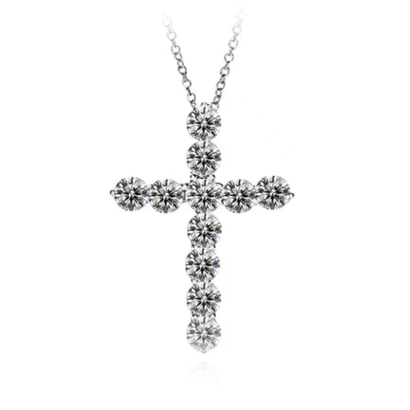 Unisex Cross Necklace with Full Diamond Pendant - Elegant and Versatile Clavicle Chain