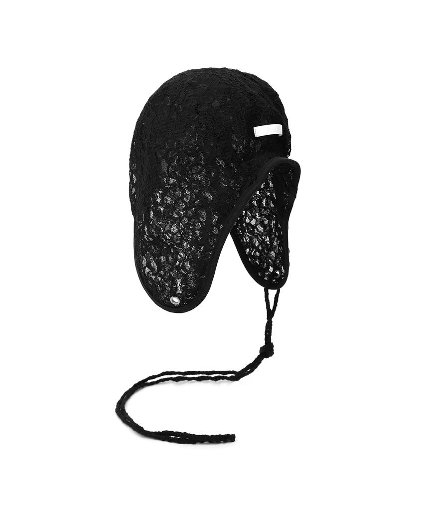 Eondeokeonteulolseutyudio Lace Summer Aircraft Cap Aviator Hat / Double Lace / Black