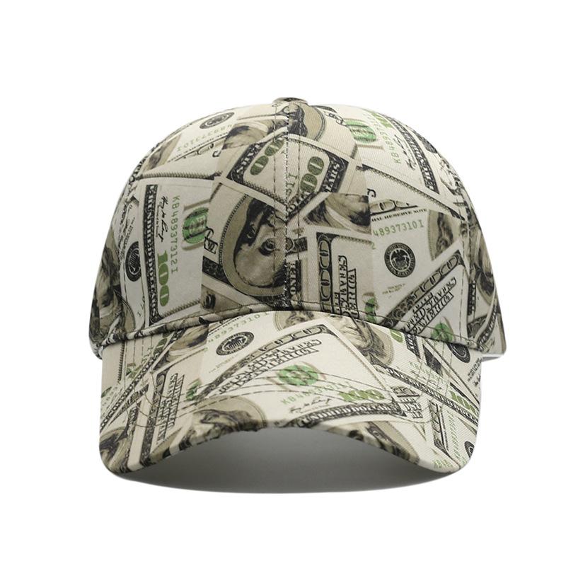 New dollar printed baseball cap men's European and American personality street sunshade cap hip hop hat