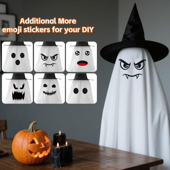 Halloween Ghost Decorations DIY Expressions Spooky White Ghost Craft Kit with Witch Hat for Outdoor Indoor Yard Garden Lawn Decor