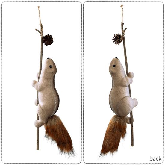 Foam Squirrel Ornament 3D Artificial Squirrel Figurine with Pine Cones Berries Cute
