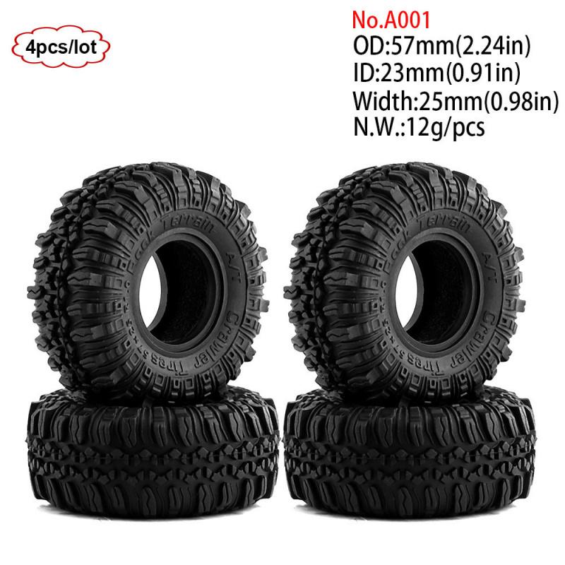 4PCS 1.0inch 57-67mm RC Crawler Tires Wheel Rim for 1/18 RC Rock Crawler Axial SCX24 Bronco AX24 TRX4M Defender FMS FCX18 FCX24