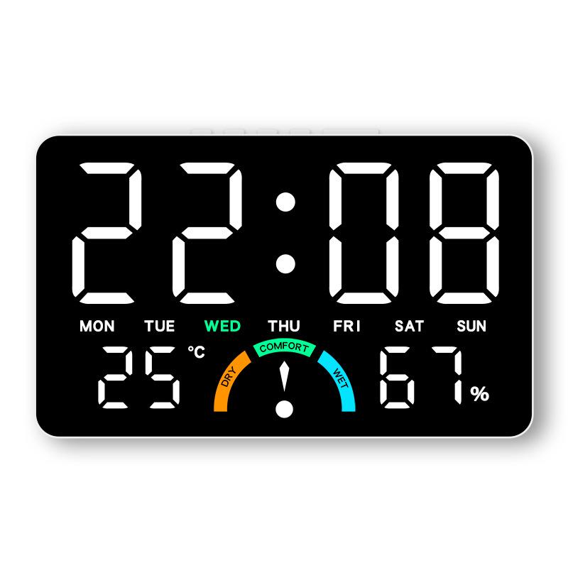 GH9007 LED Clock: Large Screen Wall & Tabletop Alarm with Temp & Humidity Display