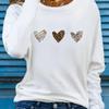 Damen Frühjahrs- und Herbstkleidung Buntes Herz Aufdruck T-Shirt Langarm Rundhals Freizeit Oberteil