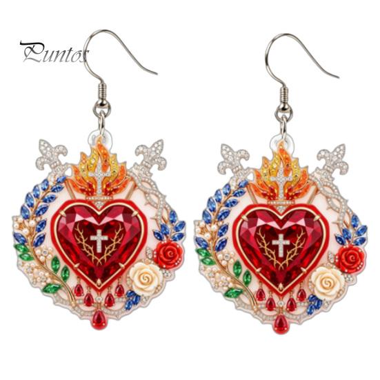 Lightweight Comfortable Earrings 1 Pair Faux Crystal Heart Earrings, Red Baroque Drop Earring, Attention To Detail Large Dangle Victoria Halloween 1 Pair