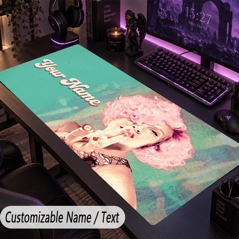 Custom Text Big Mousepad, Extended Desk Pad For Laptop Work GameP!nk Singer