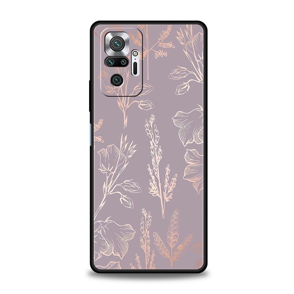 Phone Case For Xiaomi Redmi Note 14 13 12 5G 11 10 Pro Plus 4G 9S 9 14C 13C 12C 10C 9C 9A Soft TPU Cover Gold Rose Love Heart