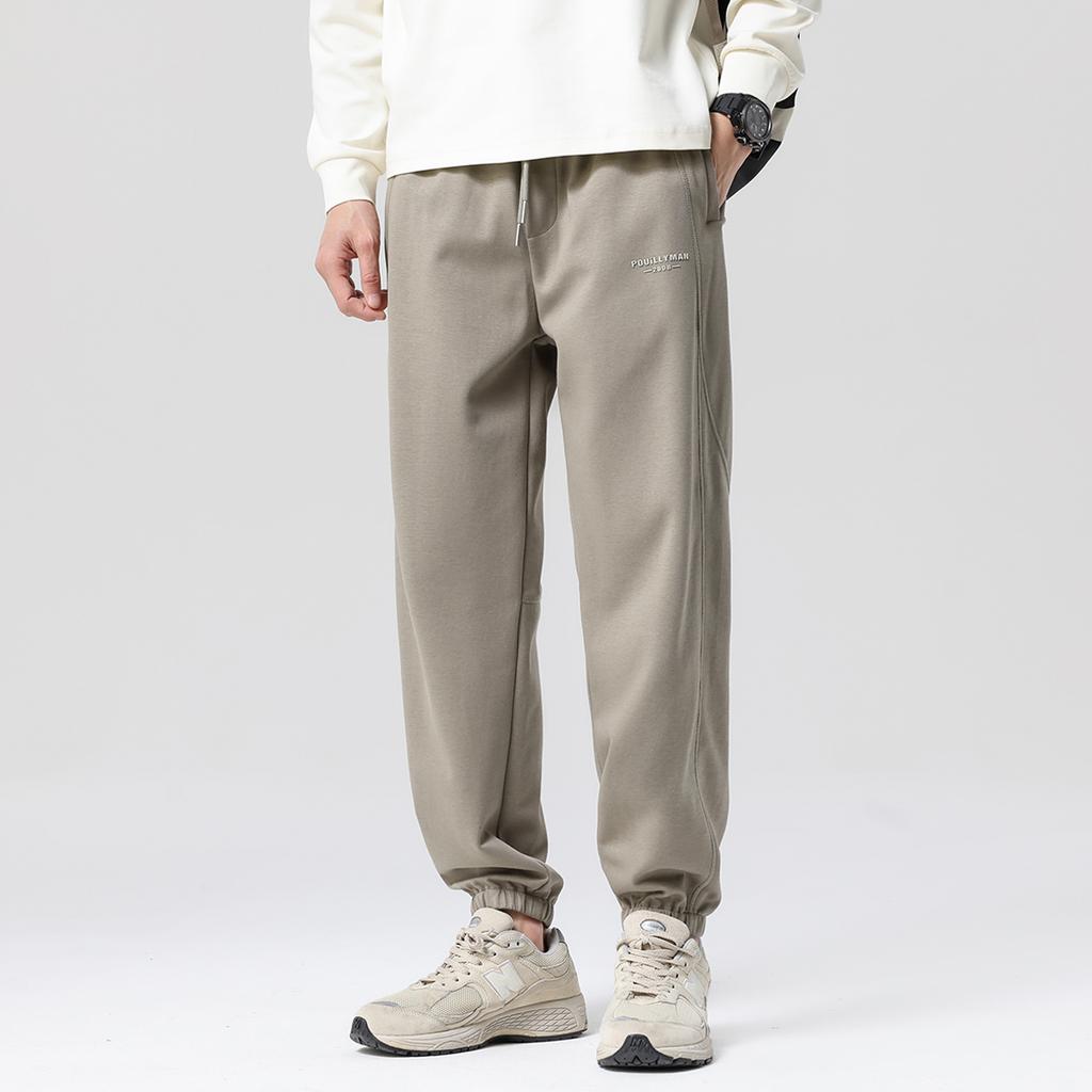 Outdoor Sports Spliced Sweatpants with Drawstring and Leg Binding Tapered Men's Casual Pants