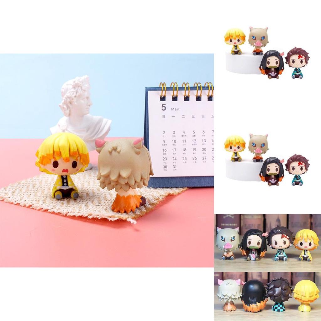 Complete 4-piece Handcrafted Pvc Figurine Set For Demon Slayer Fans