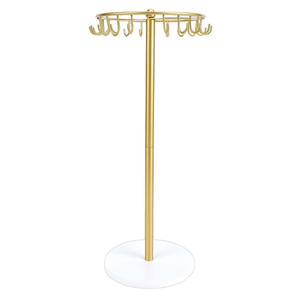 Necklace Holder Metal Necklace Display Wood Base with 22 Hooks Jewelry Home Decoration for Women