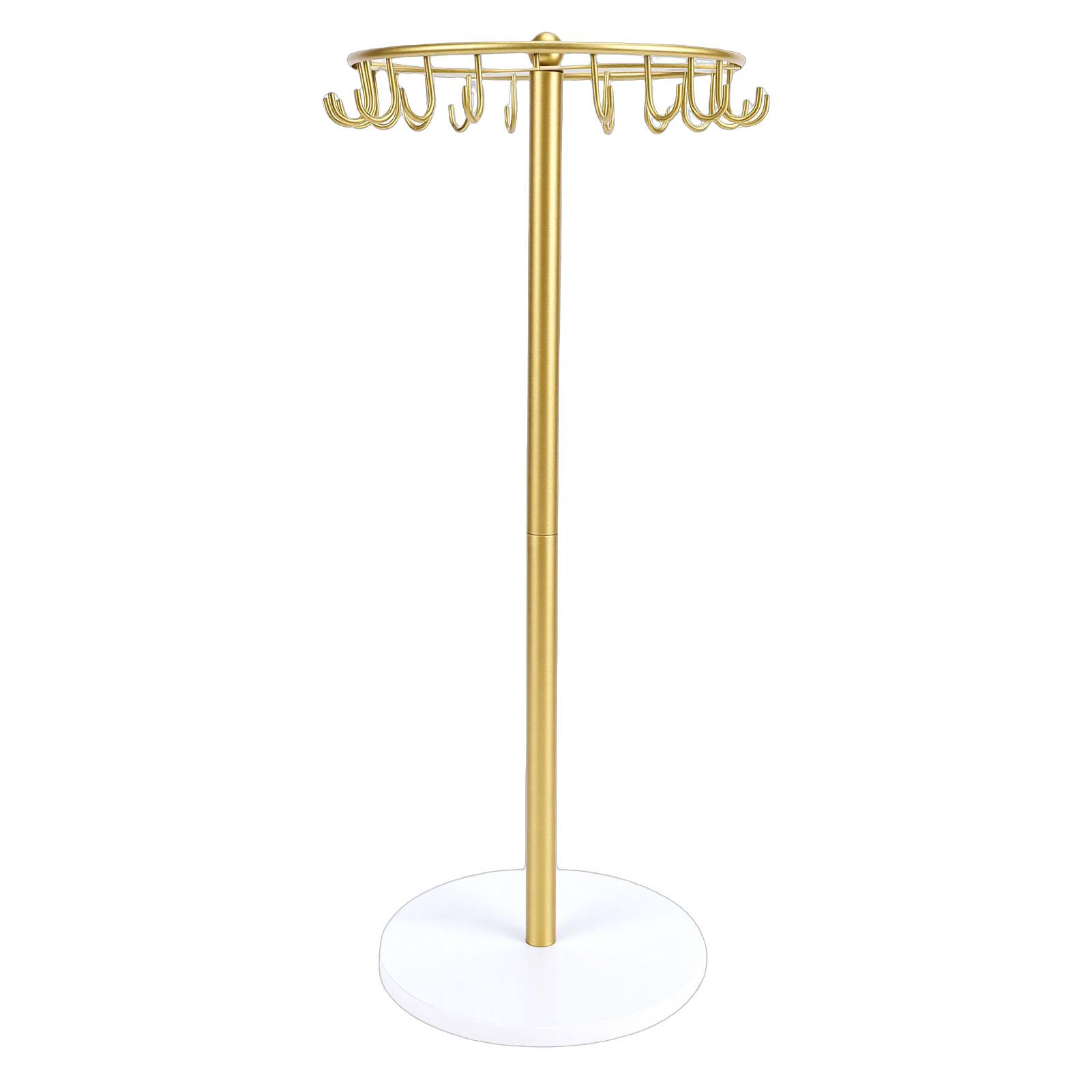

Necklace Holder Metal Necklace Display Wood Base with 22 Hooks Jewelry Organizer Home Decoration for Women Gold золотой