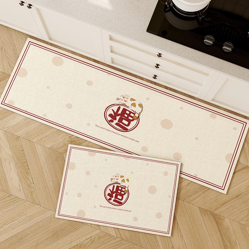 Kitchen Floor Mat, Water Absorption, Oil Absorption, Non-Slip, Diatom Mud Quick-Drying, Long Foot Mat, Household Dirt-Resistant Bathroom Carpet