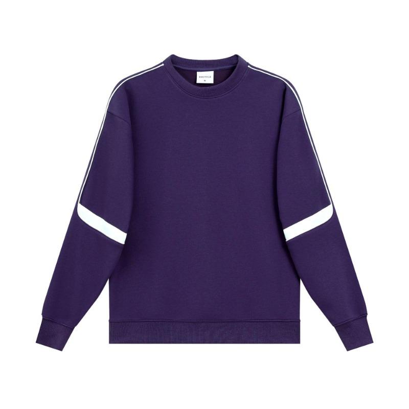 Spring and Autumn Hot Trendy Cotton Spliced Sleeve Round Neck Sweater Men's American Trendy Brand Casual Pullover