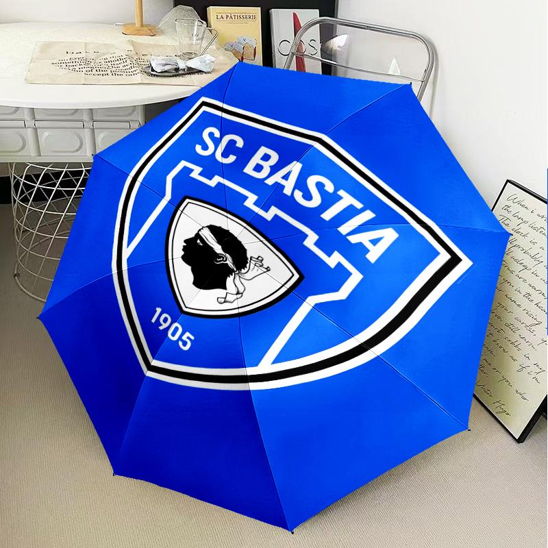 Sc Bastia Football Crest Umbrella Folding umbrella, automatic umbrella 8-Frame for Travel, camping Use Gift for Halloween Christmas
