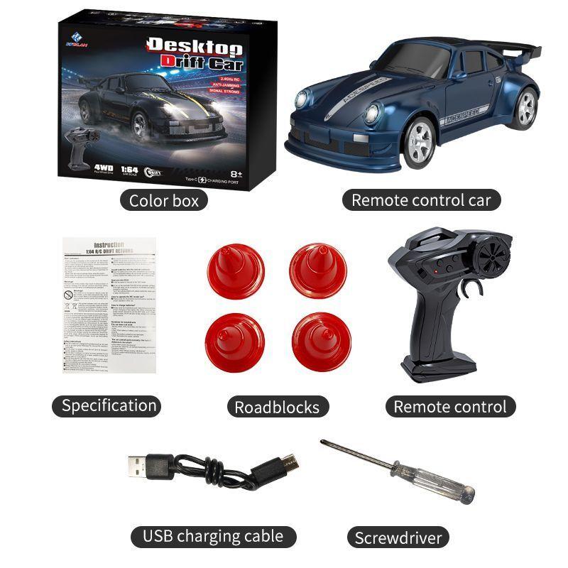 AAXK1 New 4WD 2.4GHZ RC Simulation Mini Drift Car Palm Racing Model Desk Toys 1/64 Scale Remote Control Car Gift for Children Boys.