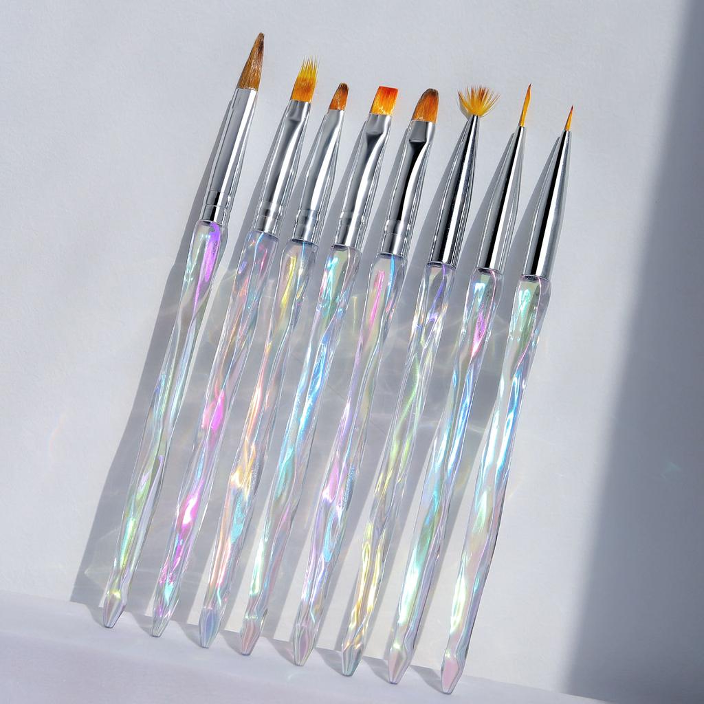Gradient Acrylic Nail Art Brushes Set Wire Halo Dye Phototherapy Pen Nail Tool Brush 8pcs Nail Art Pen For Nail Design