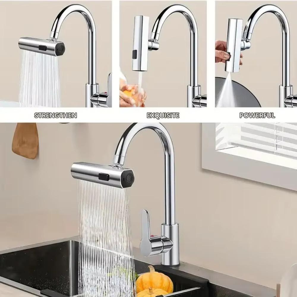 360° Swiveling Kitchen Splash Proof Faucet 3 In 1 Artifact Waterfall Faucet  Toilet