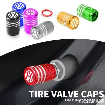 Automobile Tire Inflation Nozzle Cover Bolt-in Aluminum Theftproof Valve Caps For Volkswagen VW R Line Golf MK4 MK5 MK6 MK7 MK8