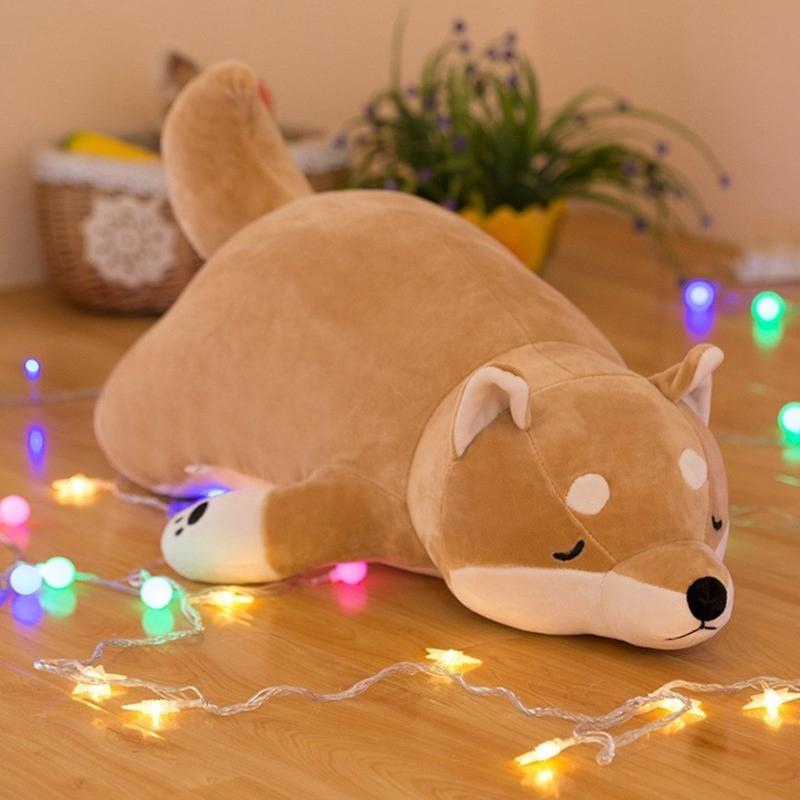Long Cartoon Shiba Dog Plushie Pillow Stuffed Animals Pillows Cute for Sleeping Hugging Soft Toy Kids Adults Gift
