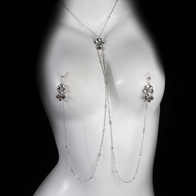 Luxury Rhinestone Milk Ring Breast Chain Women Sexy Spicy Metal Bead Chain Milk Clip Body Chain Adult Erotic Accessories
