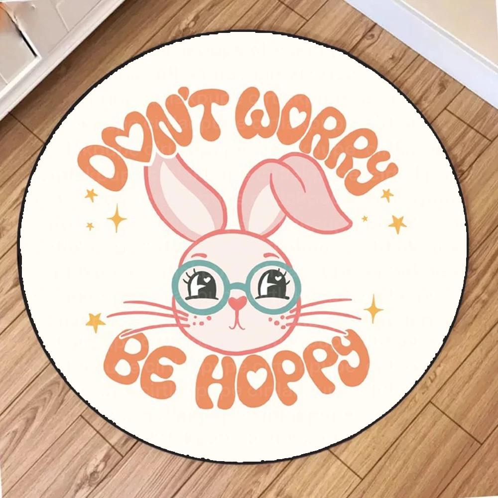 Easter Circular Carpet Living Room Balcony Mat Floormats Cute Children Cartoon Bedroom Bedside Area Carpets Rugs Home Decoration