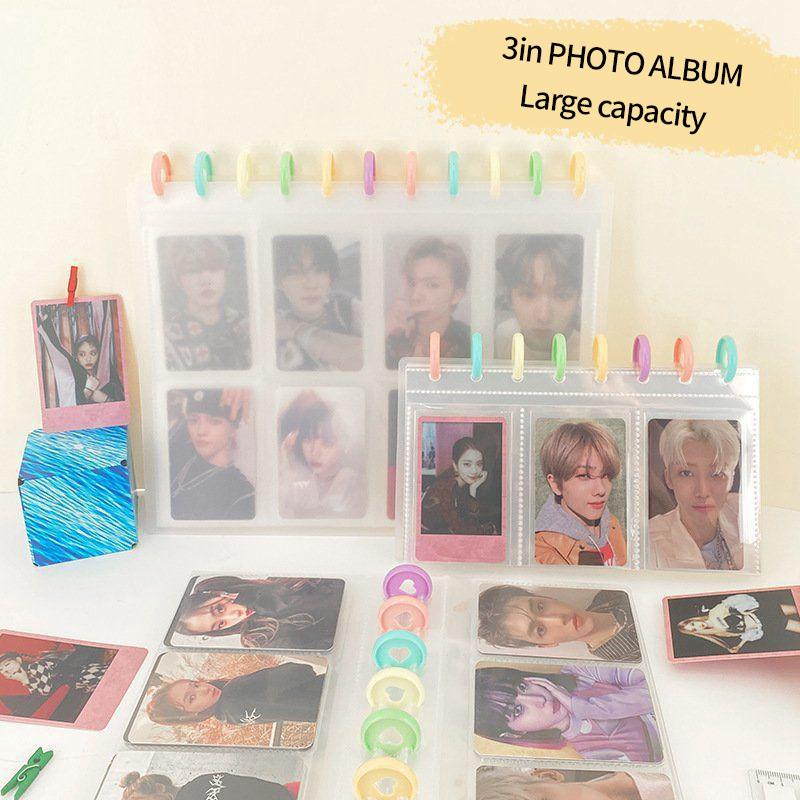 Kpop Fotokarten Binder 4/8/9 Fächer Großes Fassungsvermögen Fotoalbum Idol Karten Aufbewahrungsbuch Transparenter Binder Hintergrundpapier