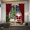 Set Of 2 Joyful Christmas Patterned Curtains Holiday Designed Polyester Filter Family Windows Curtain