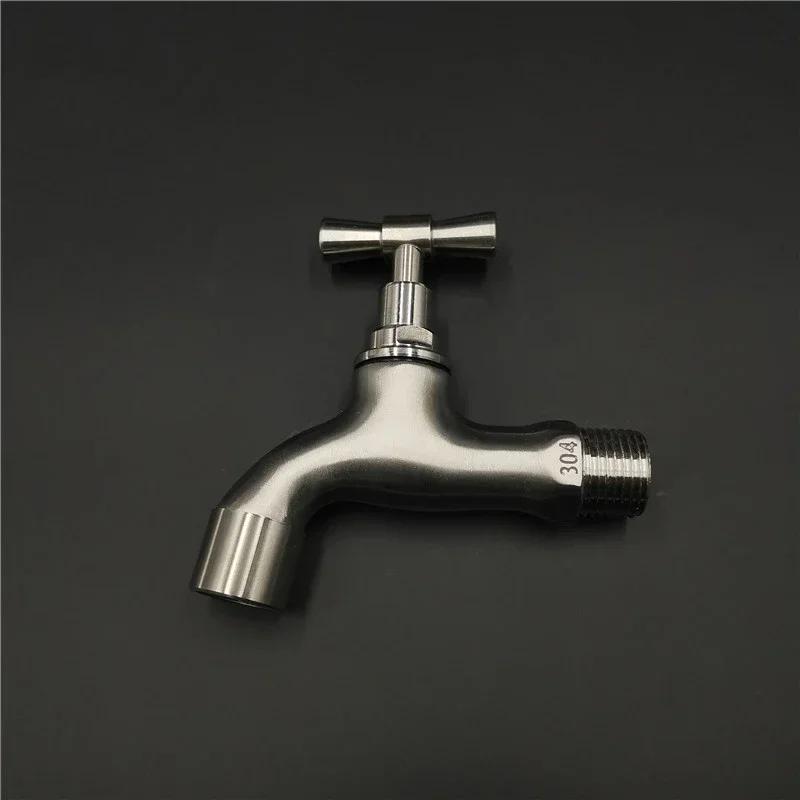 Bathroom 304 Stainless Steel Faucet Wall Mounted Outdoor Bibcock Garden Wash Basin Mop Faucet Wall Faucet