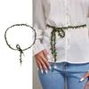 Ladies Elegant Style Waist Belt Delicate Pearl Pendant Decors Belt Summer Dress Women Weaving Green Leaves Waist Belt