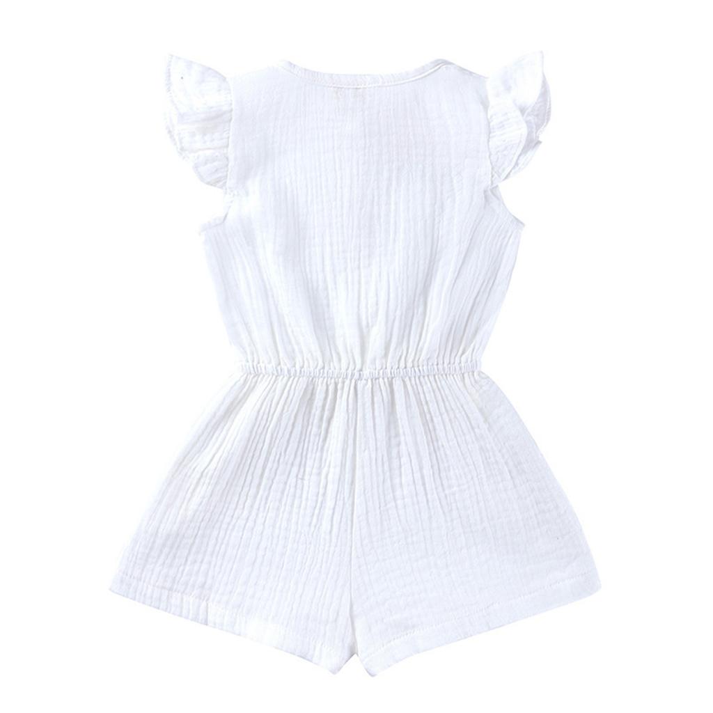 Summer Children's Pants Children's Small Flying Sleeve Jumpsuit Solid Color Girls Fashion Jumpsuit