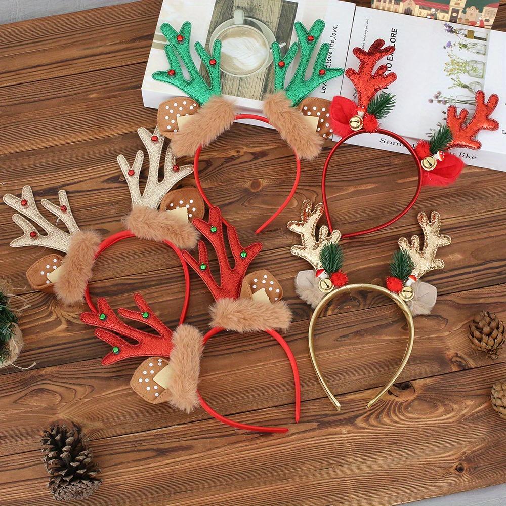 1Pc Christmas Cute Deer Antler Bell Plastic Headband for Holiday Parties, Living Room Window, Glass Door