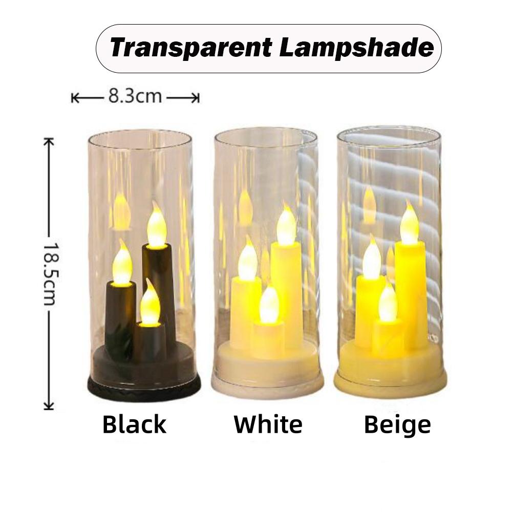 3 in 1 LED Flameless Electric Candles Light Battery Power White Beige Black Acrylic LED Taper Candles Holiday Party Home Decor