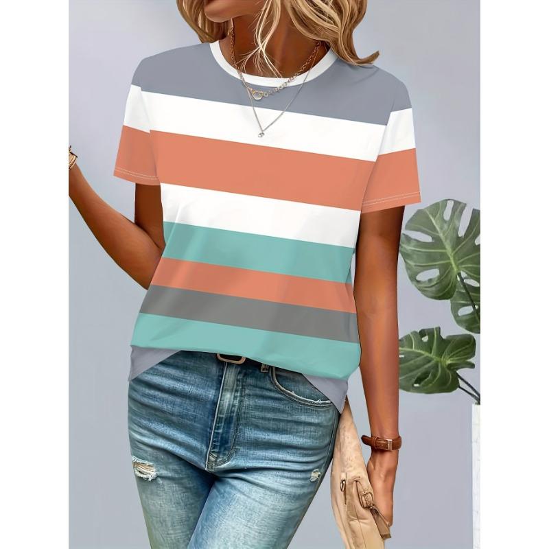 Summer Polka Dot Stripes 3D Print T-Shirts Women Casual O-Neck Short Sleeve T Shirt Harajuku Street Y2k Tees Top Female Clothing