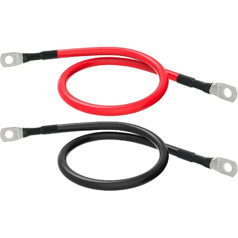 8 AWG Battery Cable 8 Gauge Power Inverter Cables with 5/16 Inch Lugs Both Ends for Solar Boat Marine RV Car 2 Pack (3FT)
