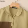 ZANZEA Women Summer Casual Turn Down Collar Short Sleeve Blouse