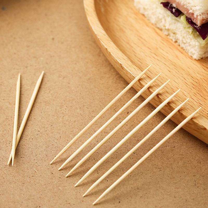 Disposable 100Pcs Home Living Bamboo Toothpick Restaurant Bamboo Camping Fine Toothpick Household Use Double-headed 200Pcs Portable  Accessories