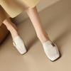 Square head thick heel versatile shallow mouth women's shoes spring and summer 2025 new soft-soled slippers women's bag head half slippers women