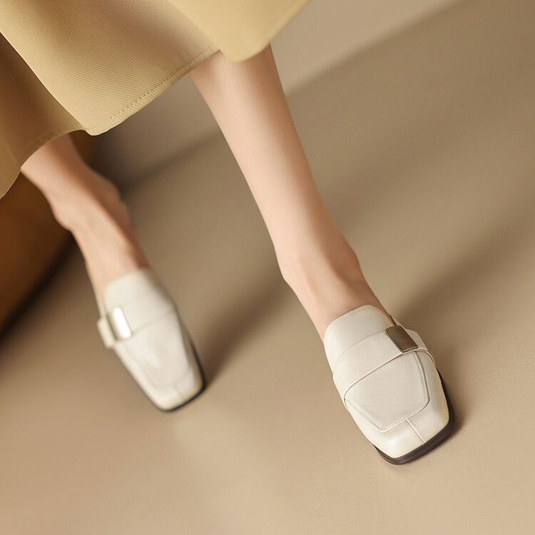 Spring and Summer 2025 New Thick Heel Versatile Slippers Women's Soft-soled Bag Head Half Slippers Women's Head Shallow Mouth Women's Shoes
