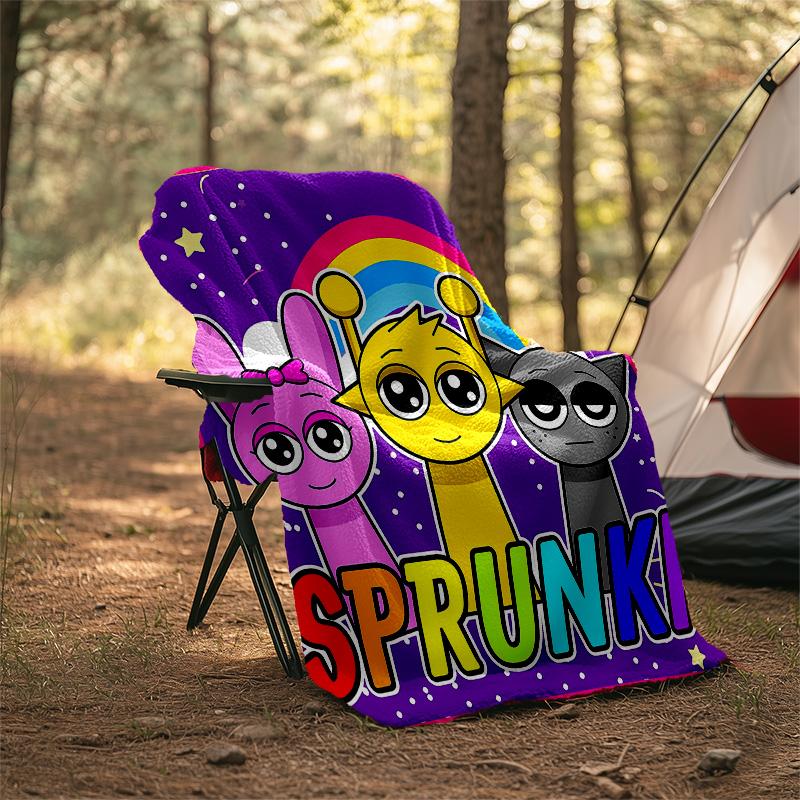 1pc SPRUNKI5 Theme Blanket - Digital Print, Polyester, Cozy for All Seasons, Perfect for Outdoor, Camping, and Travel
