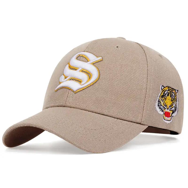 Unisex S Letter Side Tiger Embroidery Baseball Caps Spring and Autumn Outdoor Adjustable Casual Hats Hip Hop Hat Sunscreen Hat