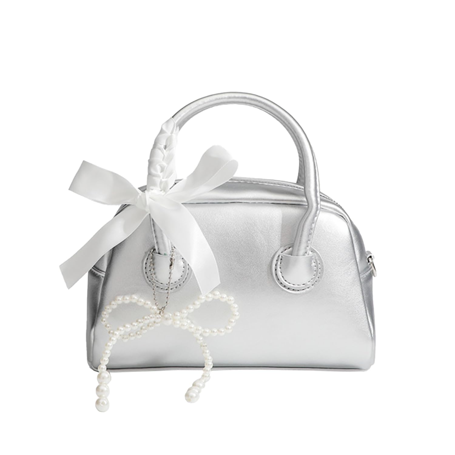 

Boston Ribbon Shoulder Shoulder Bag for Large Party [Lapimou] Bag, Bag, Handbag, Bag, Bag, Women, Crossbody, Horizontal, Ribbon, Bow, Silver, Small,