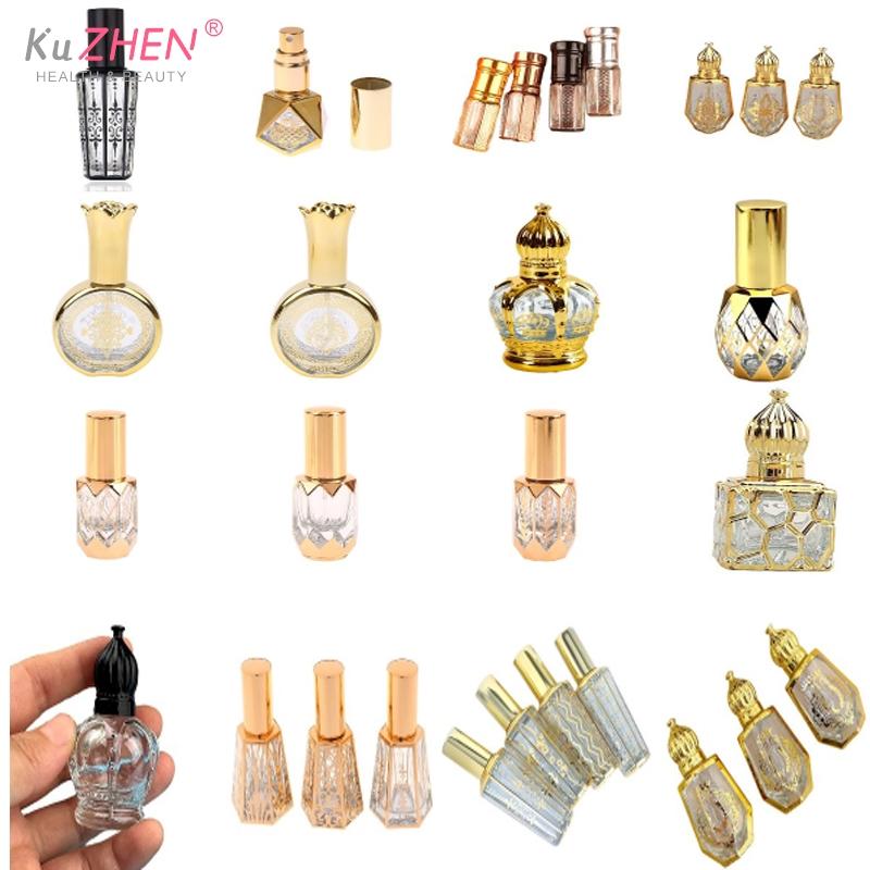 Perfume Bottling Gold Glass Mini Transparent Empty Sample Vial Essential Oil Bottles Refillable Bottles Dropper Bottles Perfume