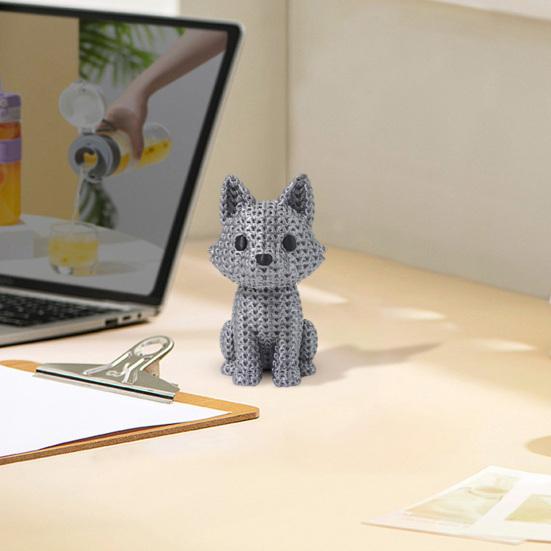 

Мини Крючком Волк Орнамент Вязание Сидящий Серый Волк Фигурка Статуэтка Скульптура Животного Модель Домашний Офис Настольное Украшение серый