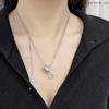 Elegant Frosted Three-Ring Paper Clip Necklace - Women's Sweater Chain & Hoodie Accessory